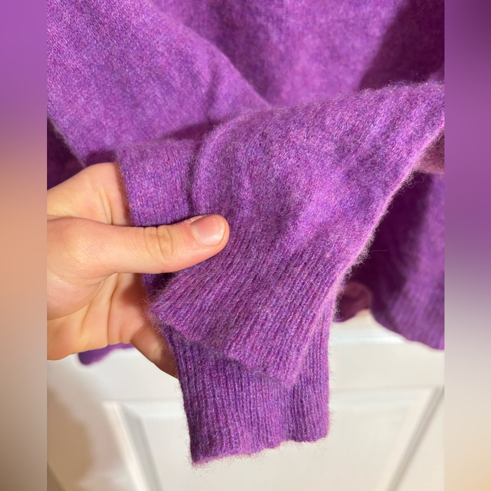 Oats by Cashmere Debra Hayburn Cashmere Open Tie Back Purple Sweater Size Small - Picture 3 of 6